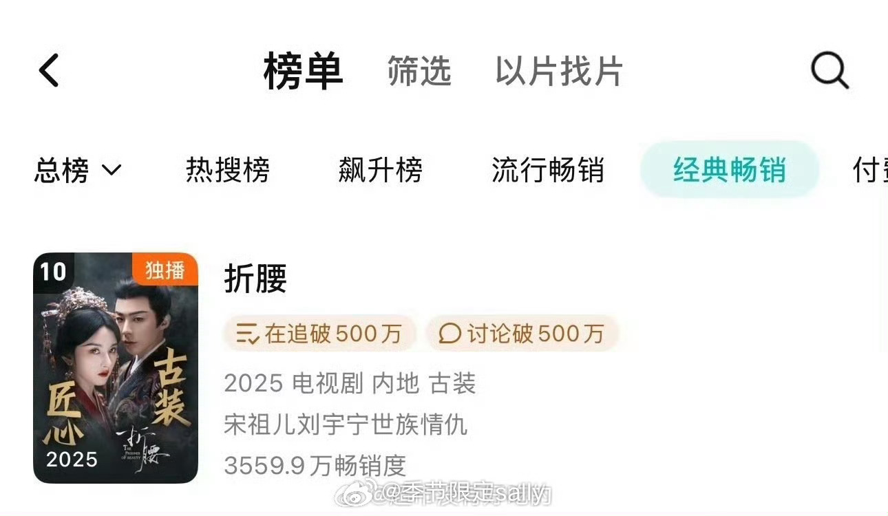 折腰热播期进拉新年榜前十 ​​​
