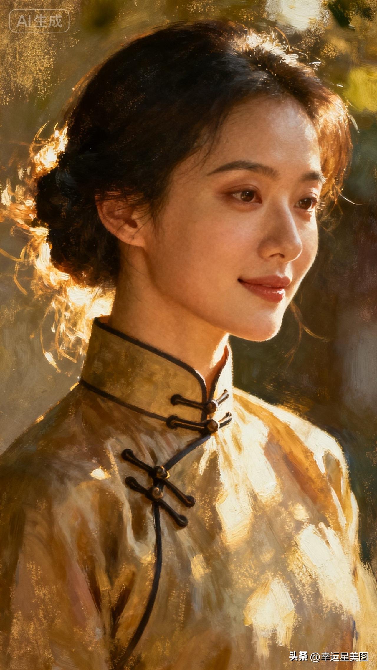 这姑娘真美，阳光照在她脸上。