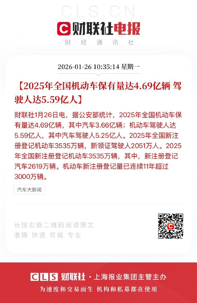 全国汽车驾驶人5.25亿人2025年全国机动车保有量达4.69亿辆，其中汽车3.