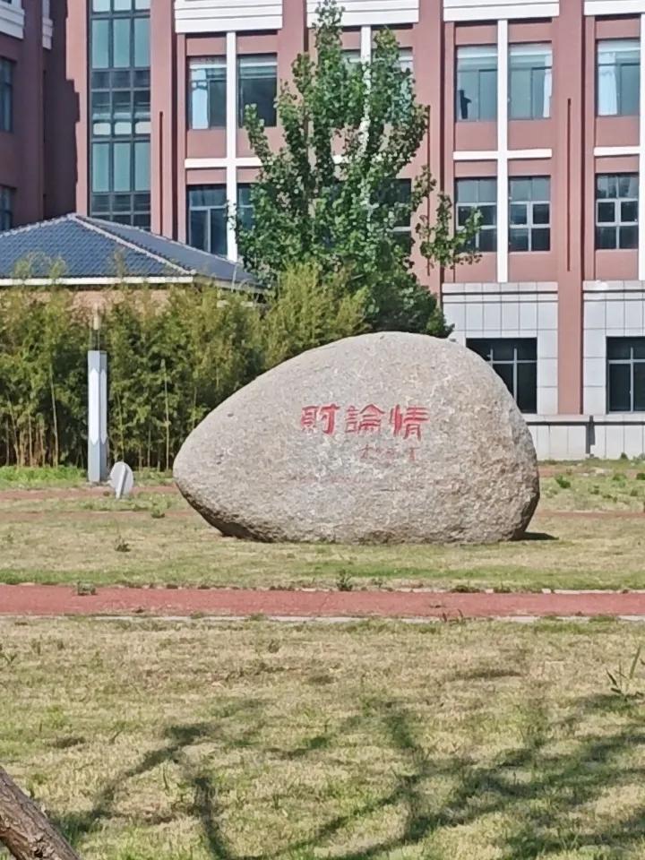 在学校工作这么久了，才知道教学实训中心后面有一个这样的大石头，甚是美观，高有1米