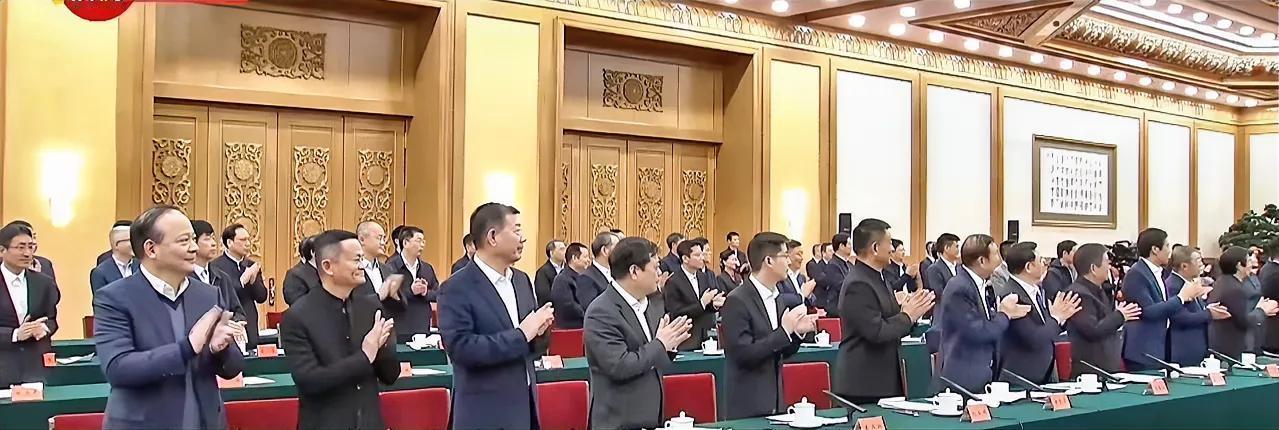 民营企业家座谈会，第一排都有谁
阿里-马云
华为-任正非
比亚迪-王传福
小米-