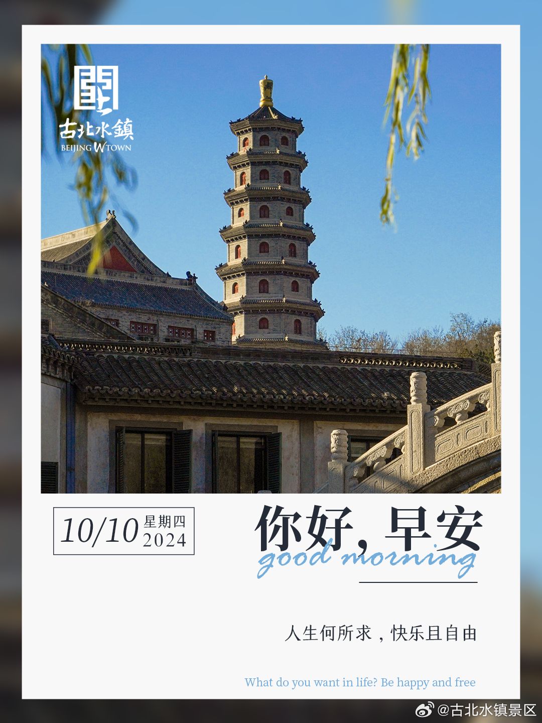 抬头看 天上就是光早安，宝子们~ #打卡一个秋天# ​​​