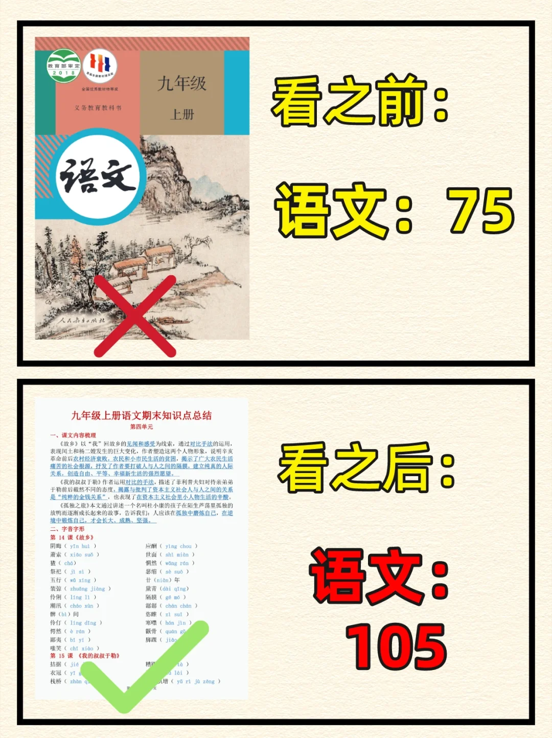 初三九年级上册语文期末考点填空💯