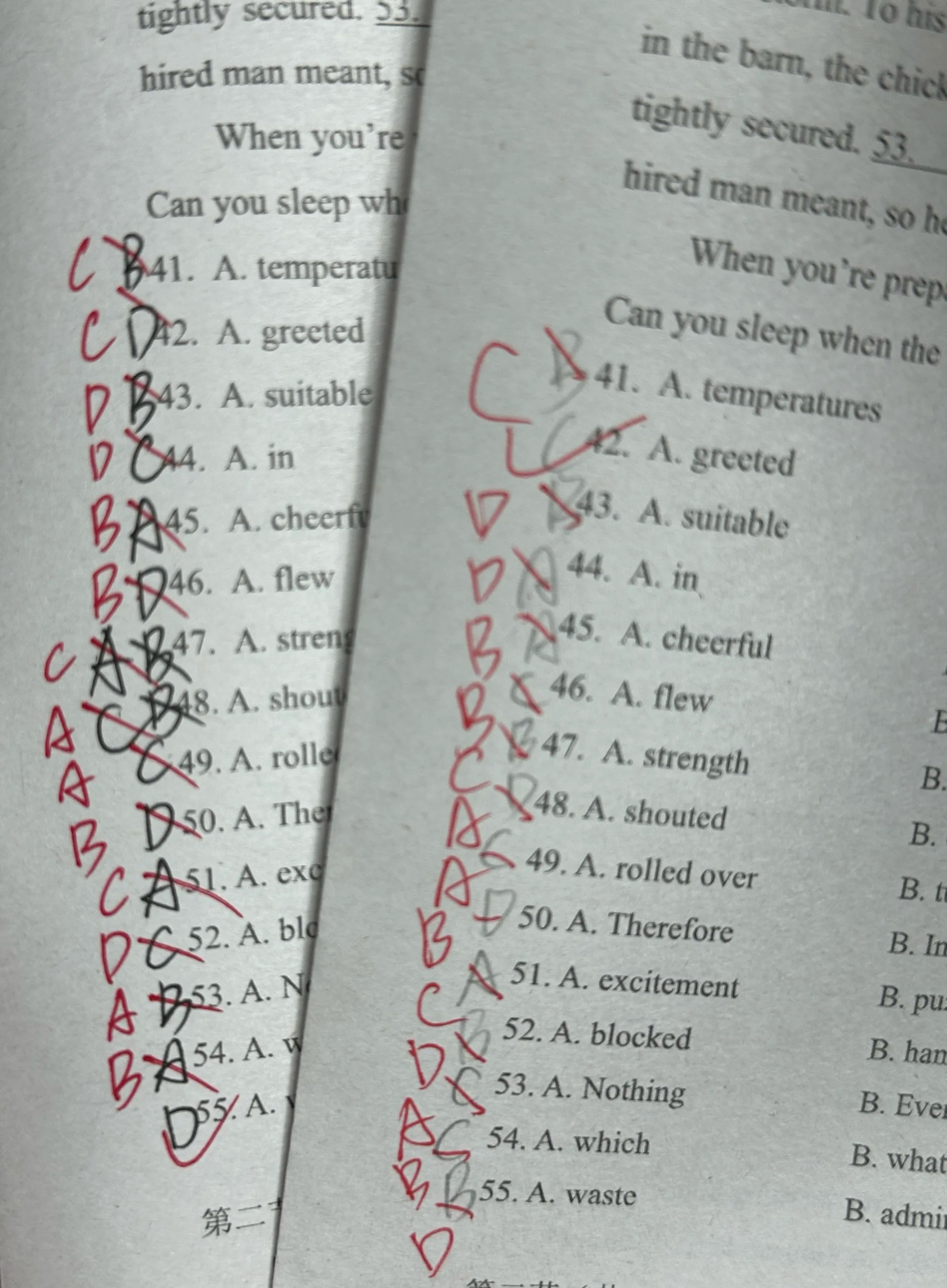 这同学一看就知道是认真做的，因为蒙的不可能做成这样。 