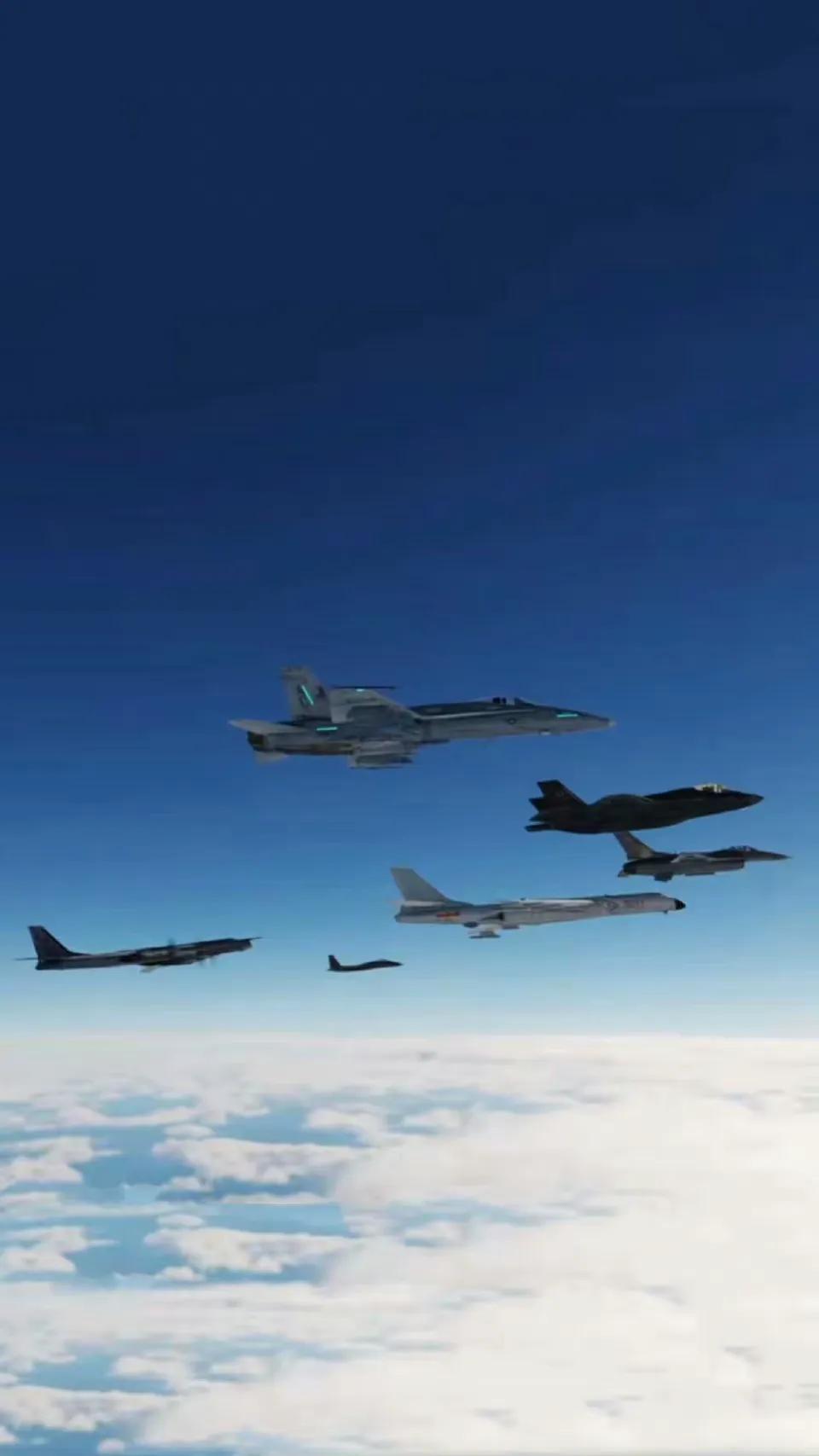 全世界国土面积最大的四个国家的空军齐聚在北极圈内，仿佛领衔地球联军奋勇抗击外星人