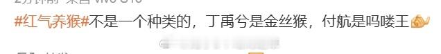 #红气养猴#  哈哈哈谁说的最近的丁禹兮是金丝猴，付航是吗喽王，王鹤棣是猴系帅哥