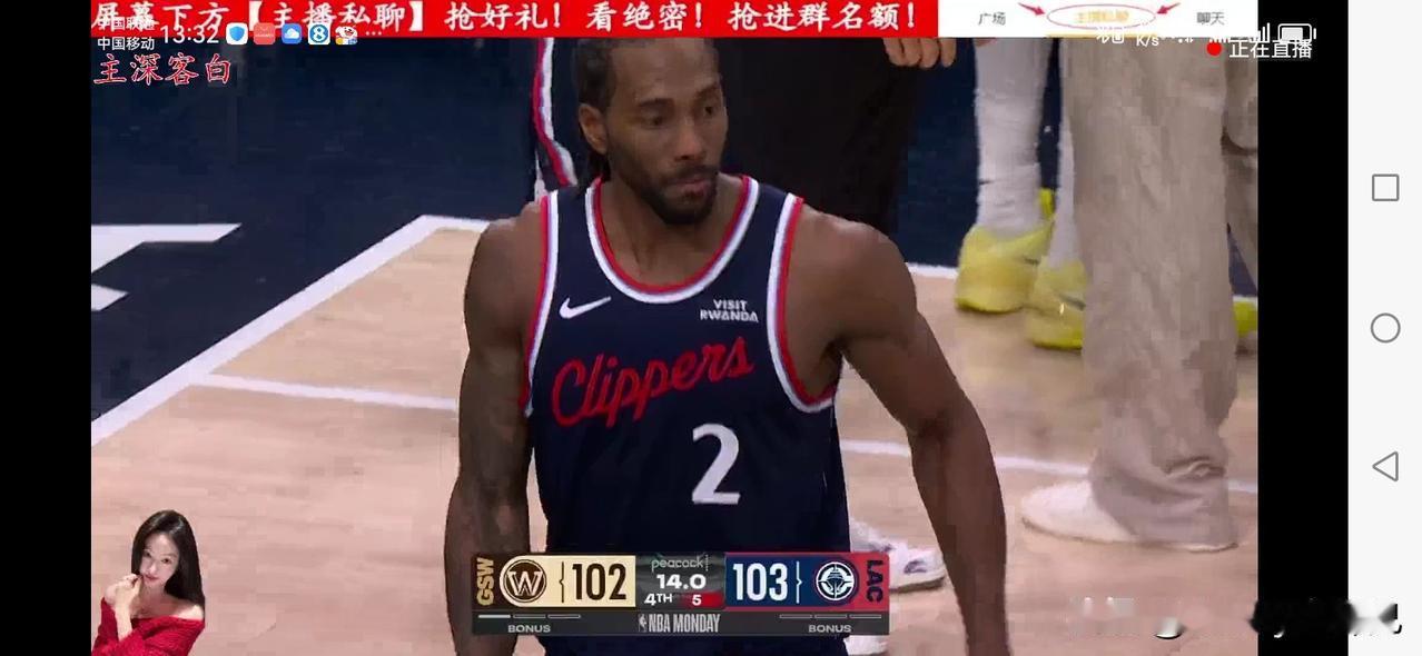 缺阵，小琼斯上一场重伤，快船主场力擒勇士。

本场莱昂纳德命中率比较低，三分球一