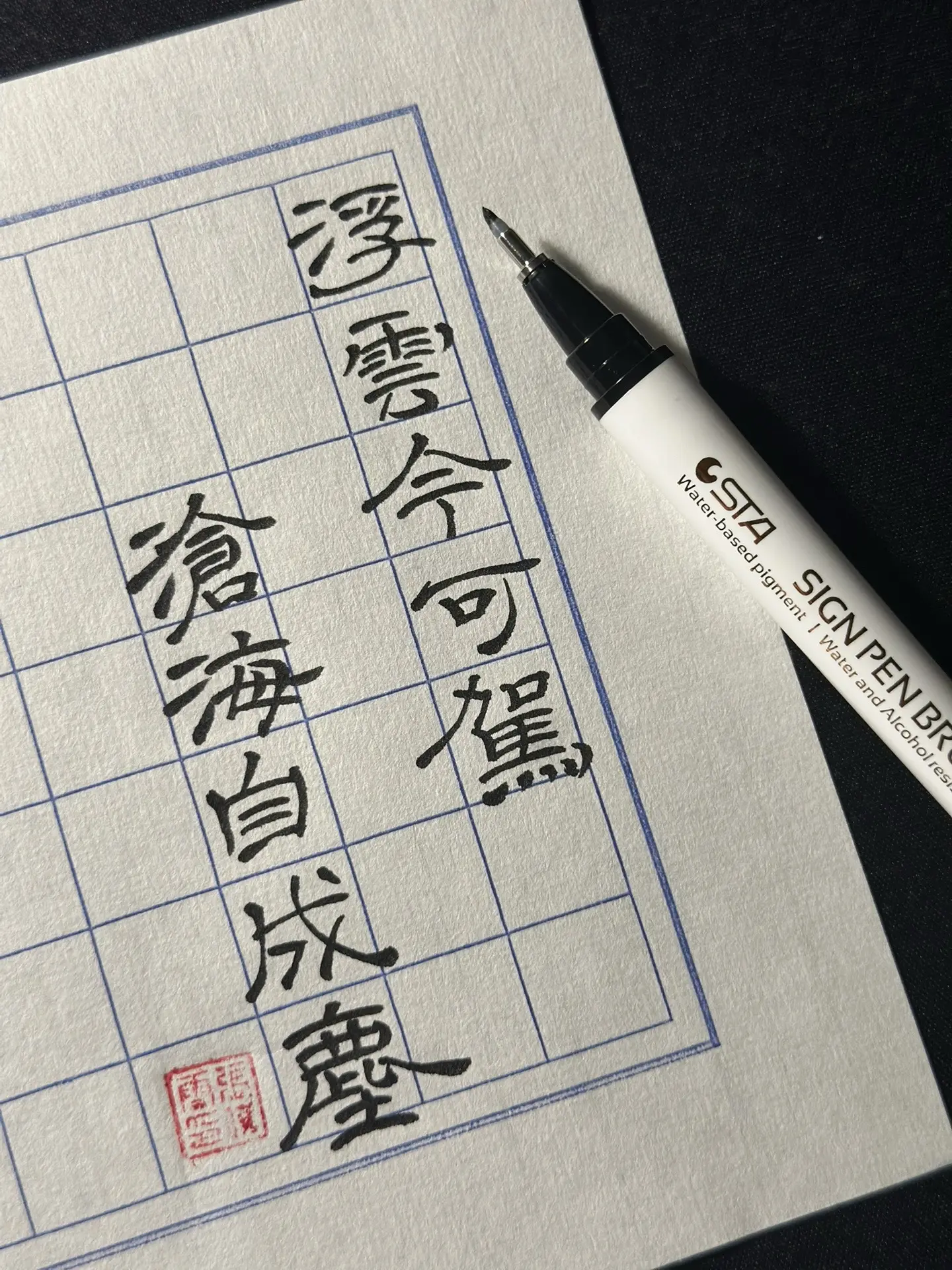 秀丽笔和隶书很配哦。浮云今可驾 沧海自成尘 笔：斯塔秀丽笔 小楷