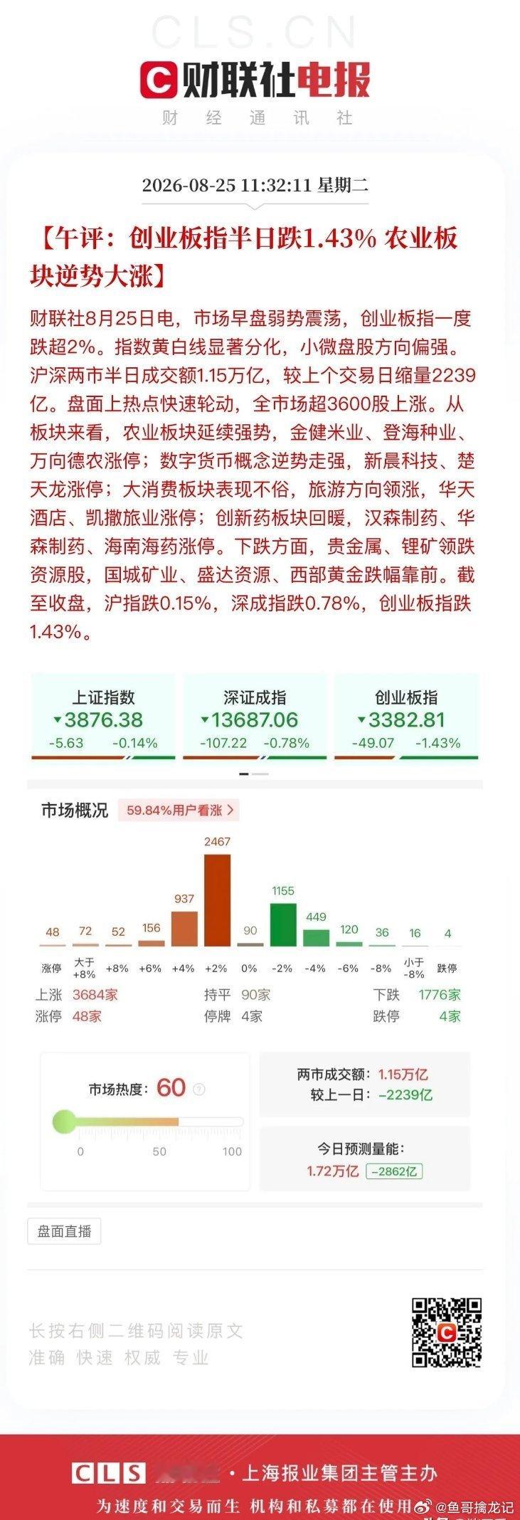 午评，又是缩量普反、又是新股大肉签！科技又快调整到位了，这是经典的乒乓球落地走势