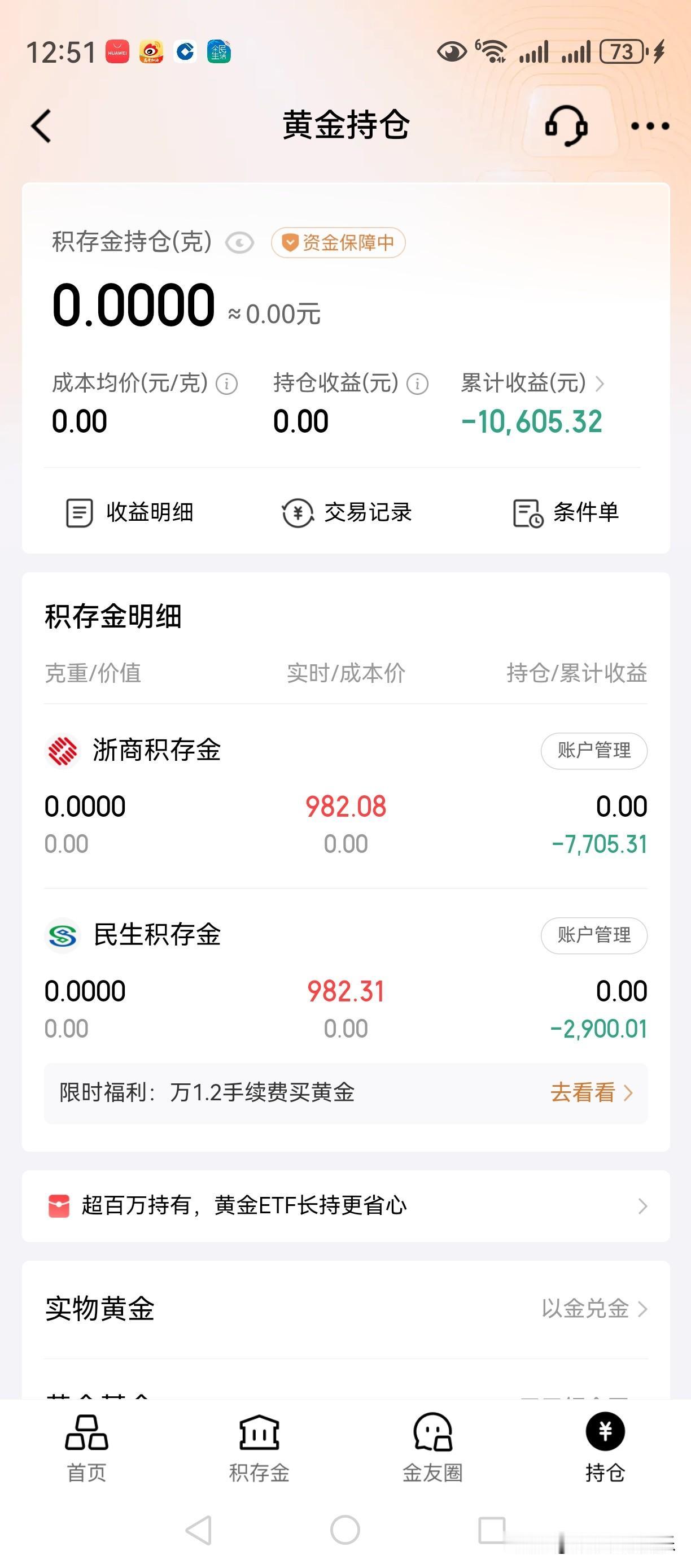 我有个朋友把积存金清仓了，亏损严重太心痛了，每天吃不下睡不着，太闹心了。

她是