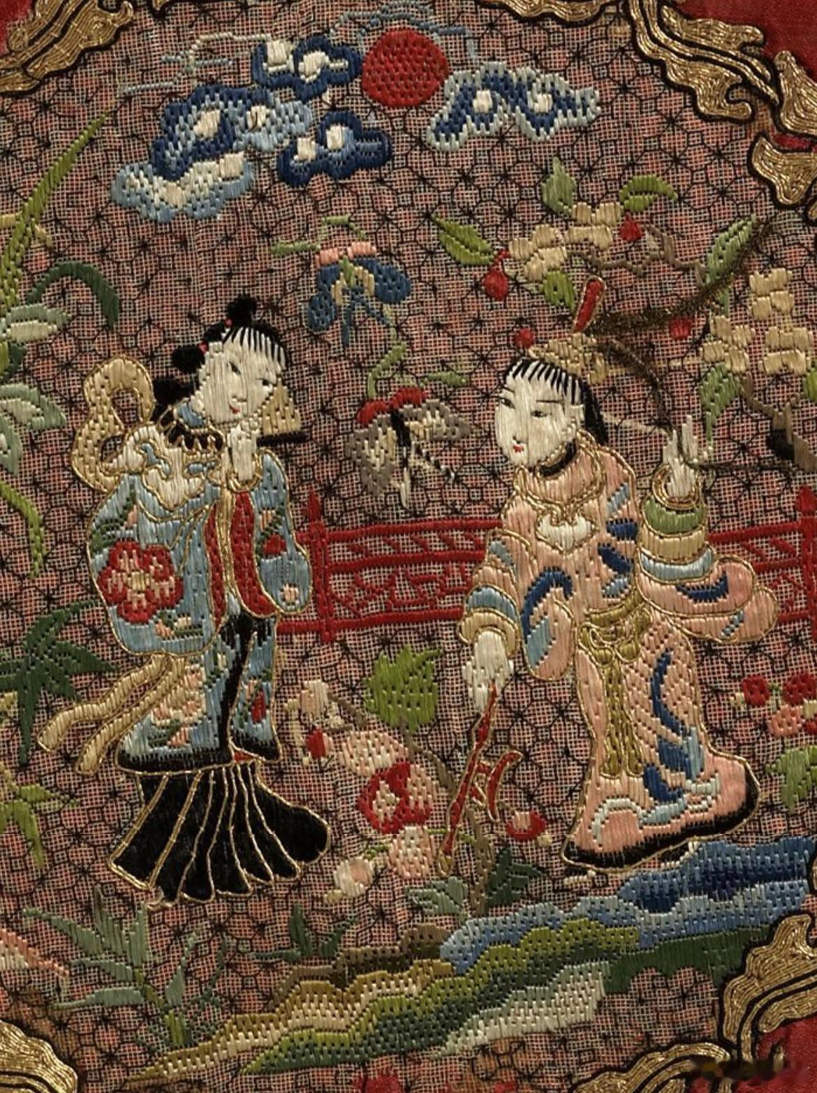 吕布戏貂婵八角平金纳纱，台北故宫博物院/藏 