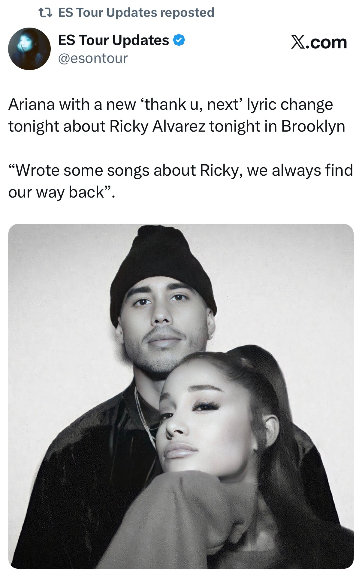 亚莉安娜在布鲁克林又双叒为爱改歌词疑似和Ricky复合了ArianaGrande