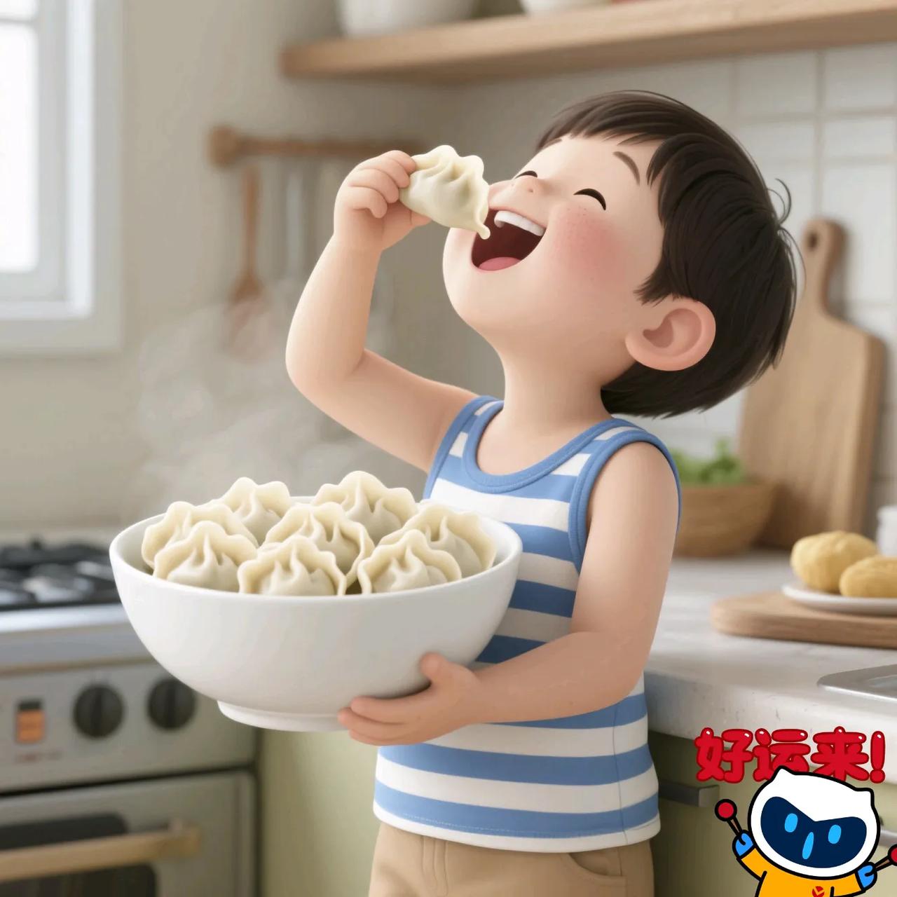 我和儿子简简单单的一顿早餐！

自己包的云吞和饺子。
饺子是猪肉韭菜馅的，
云吞