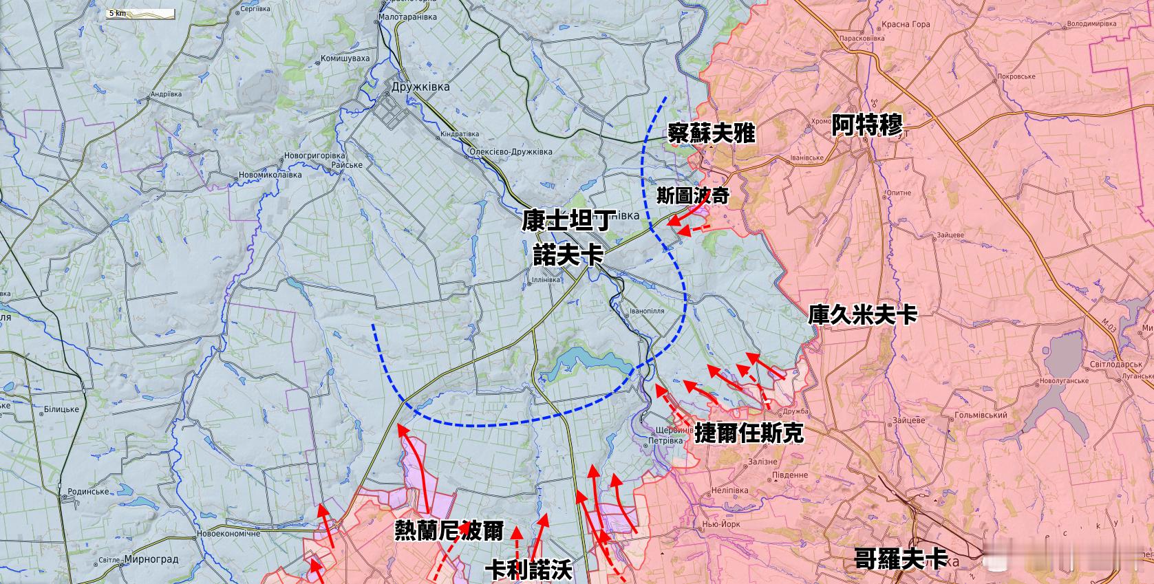 俄軍在一個正面上打穿烏軍防線，能製造這麼多指狀的突出部，這還是阿夫迪夫卡之後首見