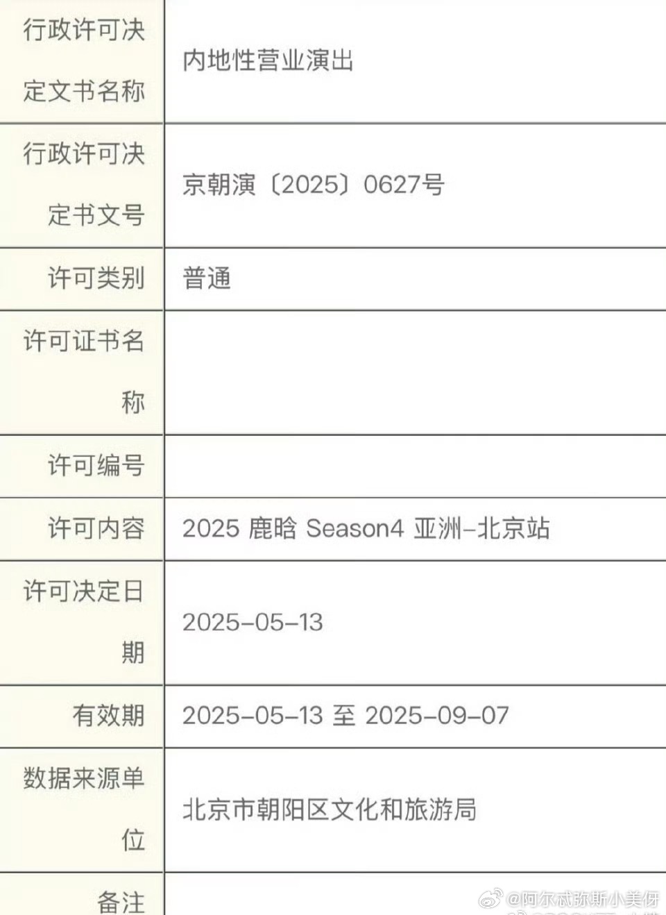 鹿晗亚巡北京站获批，又可以看到舞台上的鹿晗了[哇] ​​​