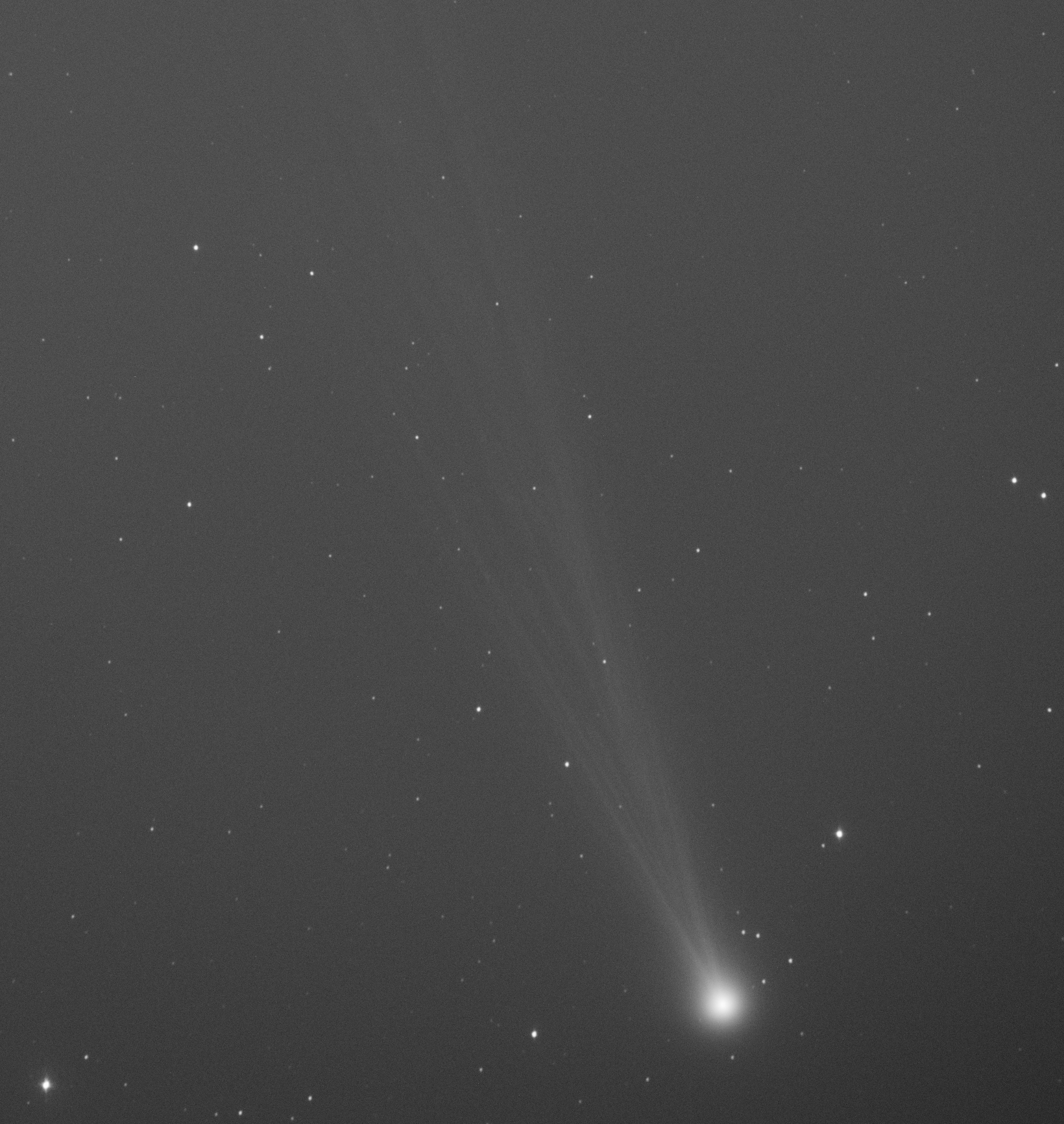 才抽出时间把早上拍的彗星收下来，这尾巴可真漂亮啊～～ 可惜一直有云飘来飘去，就拍