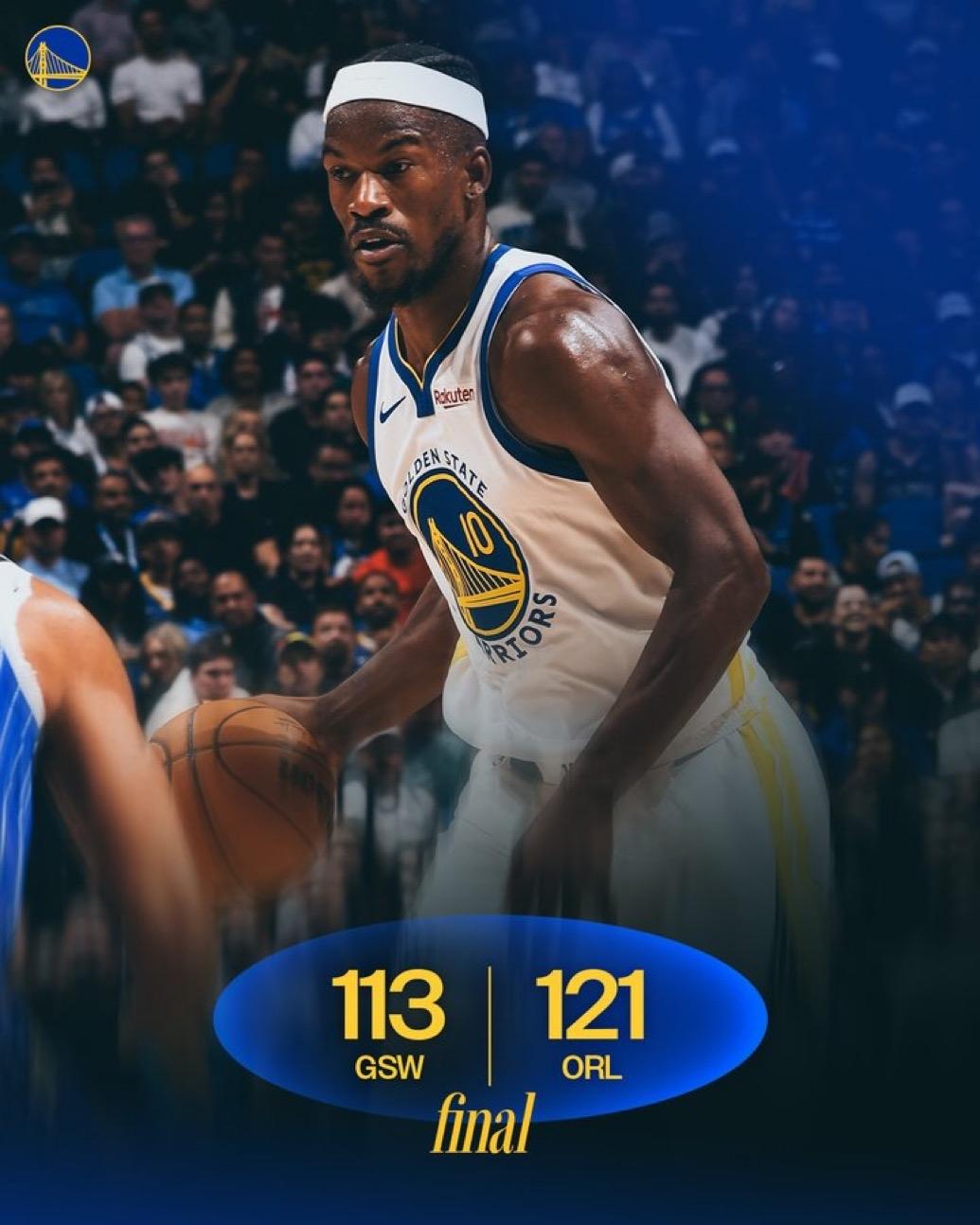 11月19日NBA常规赛战报（6场）：

勇士113-121魔术
活塞-老鹰
