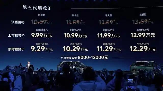 懂车之道快讯，全新奇瑞瑞虎8正式发布上市，官方指导价为9.99万-12.99万元