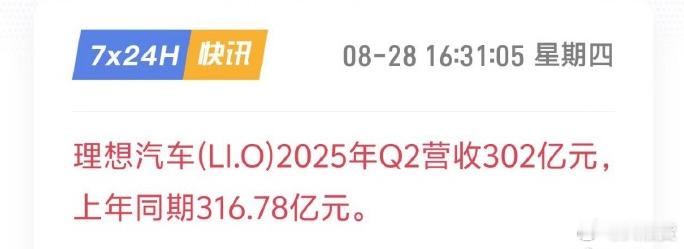 财报重点：理想汽车2025年第二季度营收实现302亿理想i6也将于9月内开启上市