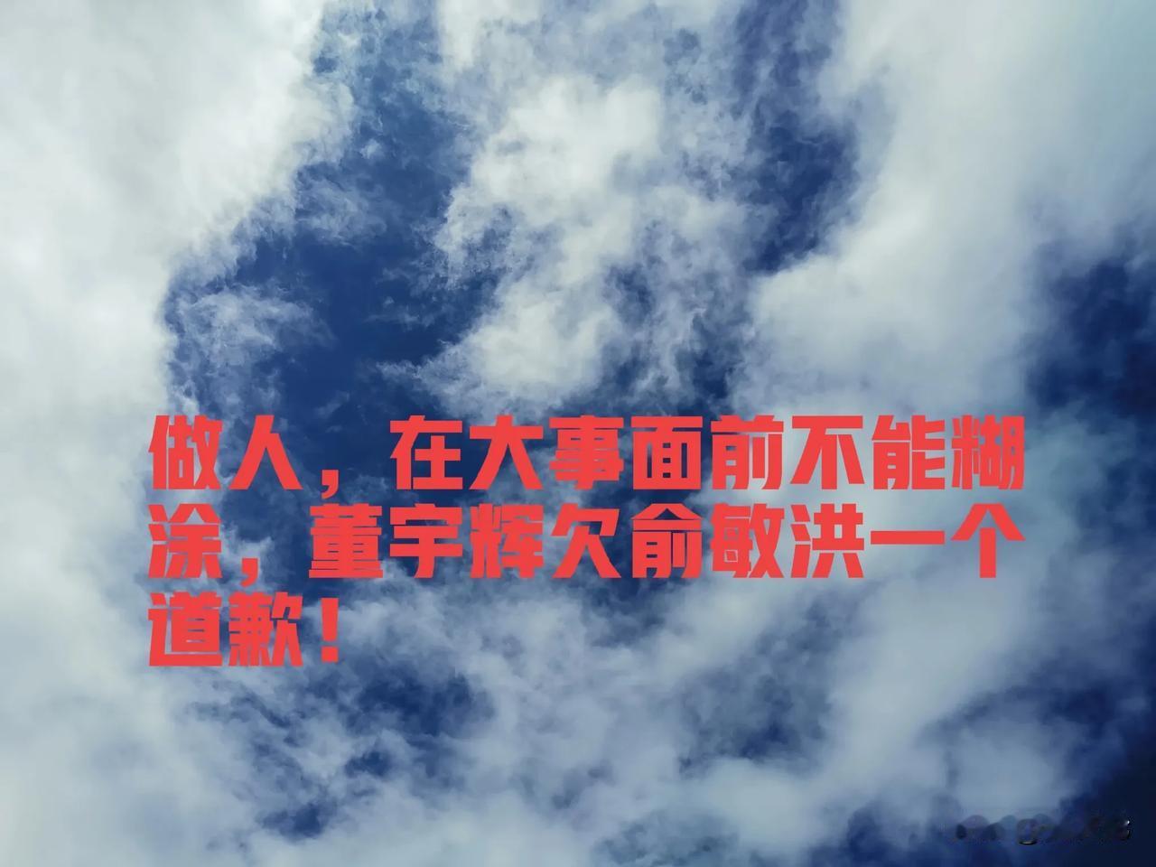 做人，在大事面前不能糊涂，董宇辉欠俞敏洪一个道歉！

董宇辉，一个曾在新东方旗下