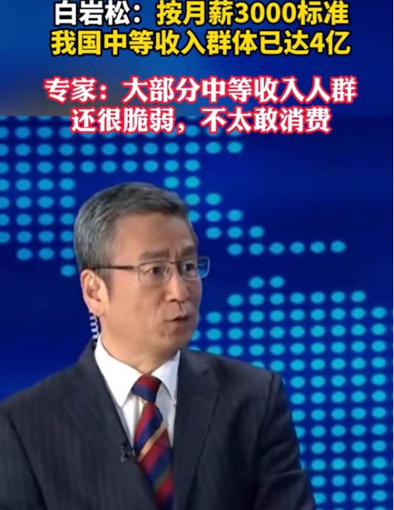 专家说月入3000已经进入中等收入，白岩松反问专家：如果月入3000 就算中等收