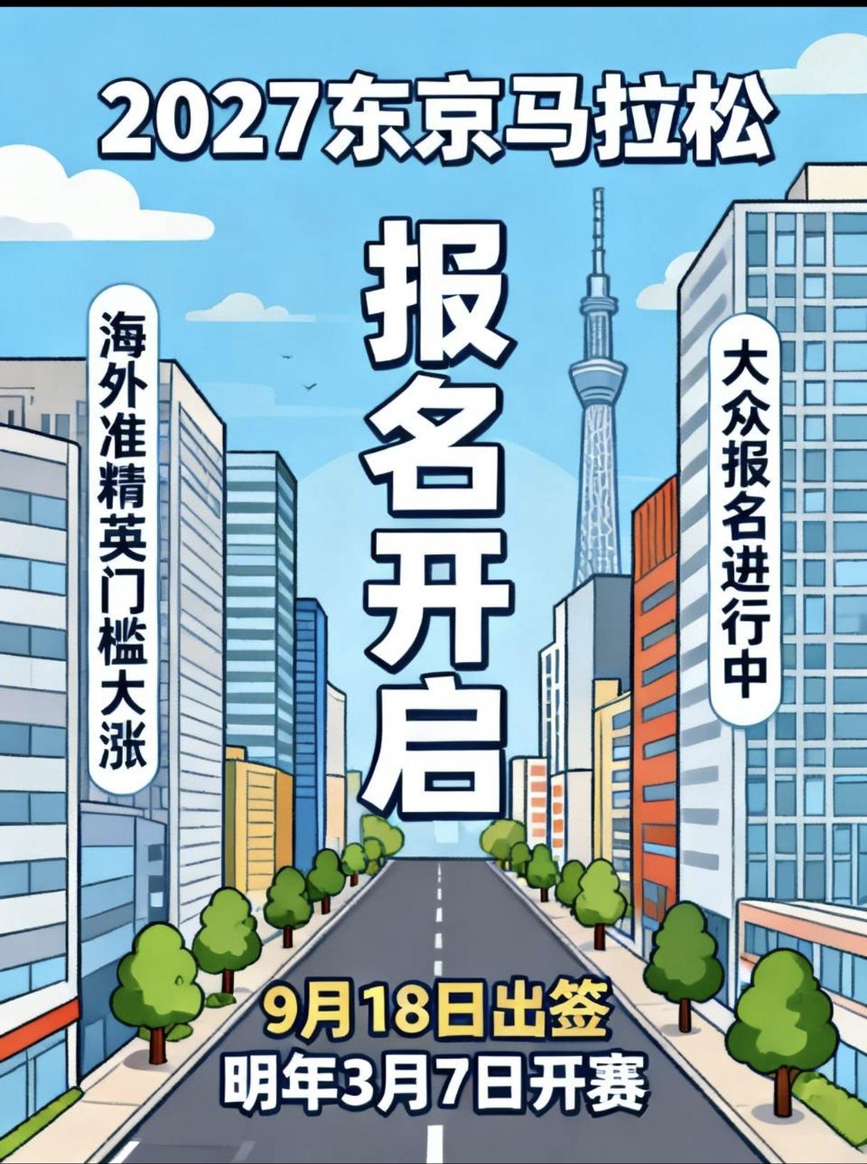 2027东京马拉松已开启报名，海外准精英门槛大涨，男子直通要求2小时22分、女子