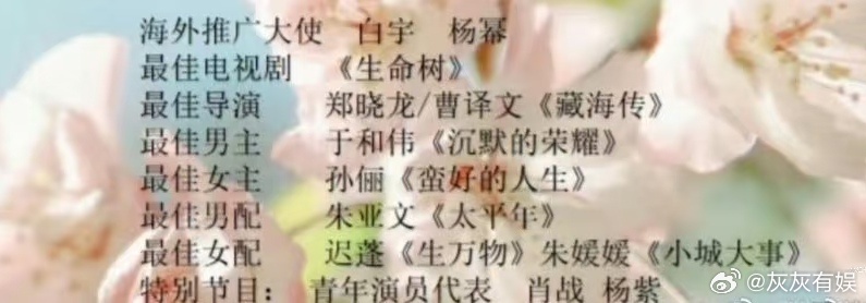 网传的白玉兰获奖名单