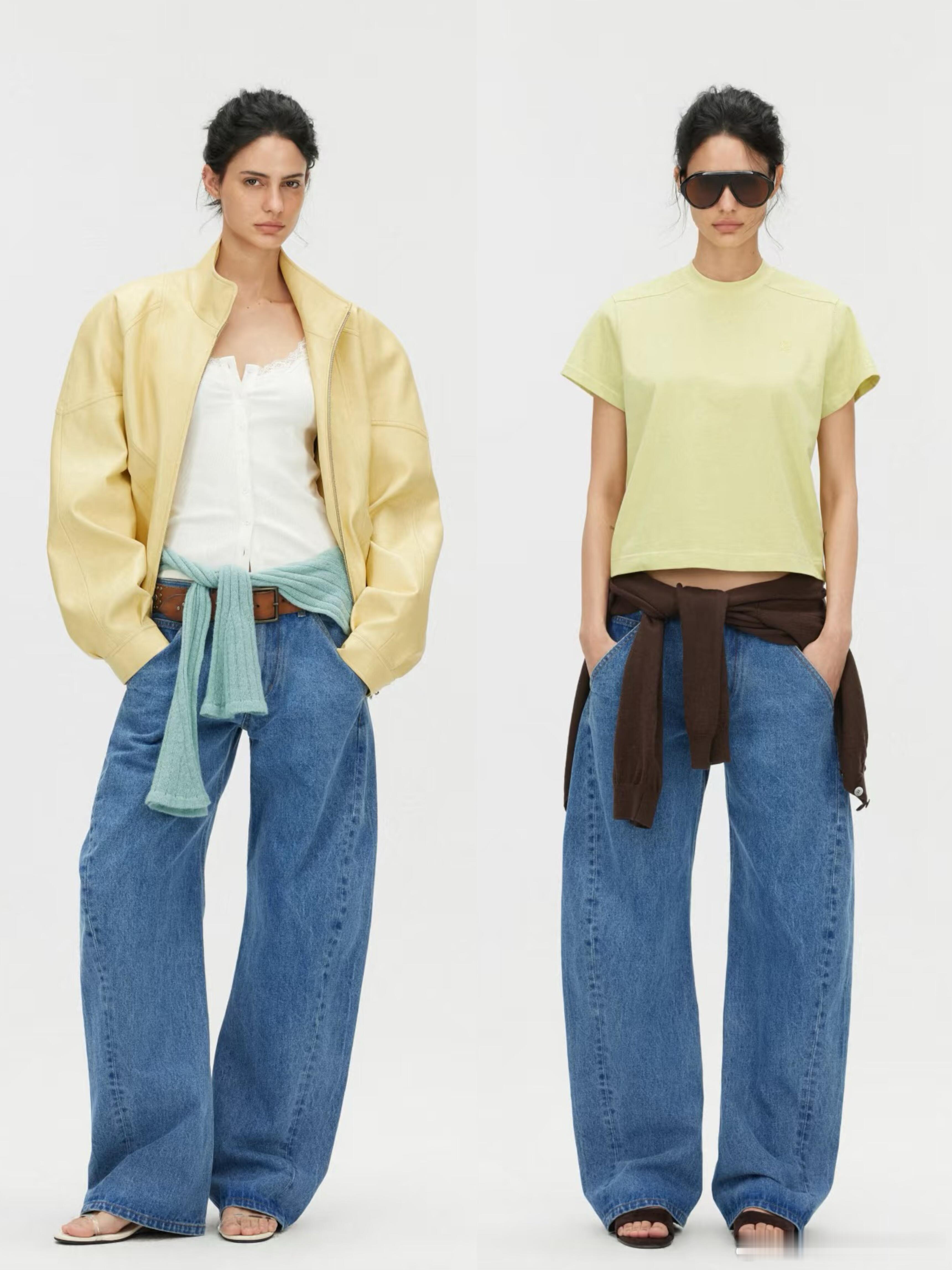 一件质感白衬衫配垂感牛仔裤，清浅色调在春风里格外干净；踩双极简平底鞋，漫步街角便