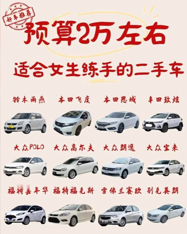 2 万左右女生练手车｜抄作业级选买指南✨
预算2万，想挑一台省心好开、剐蹭不心疼