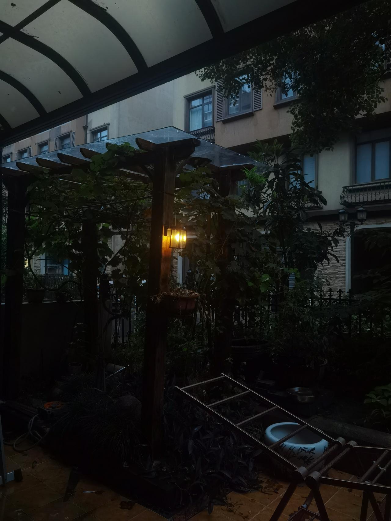 5点多了，要是往常天早亮了，天依然黑的有点吓人。
风声雨声，白海豚路过，气势不小