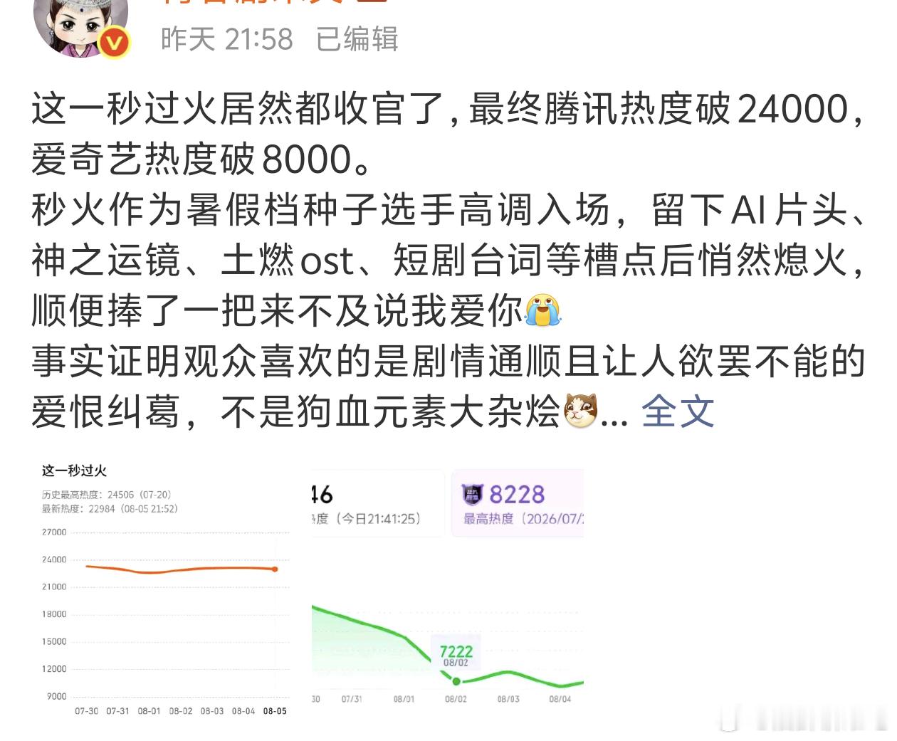 这一秒比我之前预测还扑双平台集均也没有上2000w的可能了，还给了暑假档这么好的