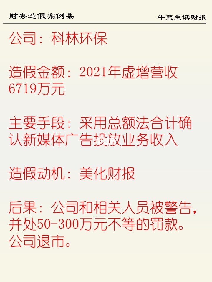 财务造假案例集 | 75 科林环保