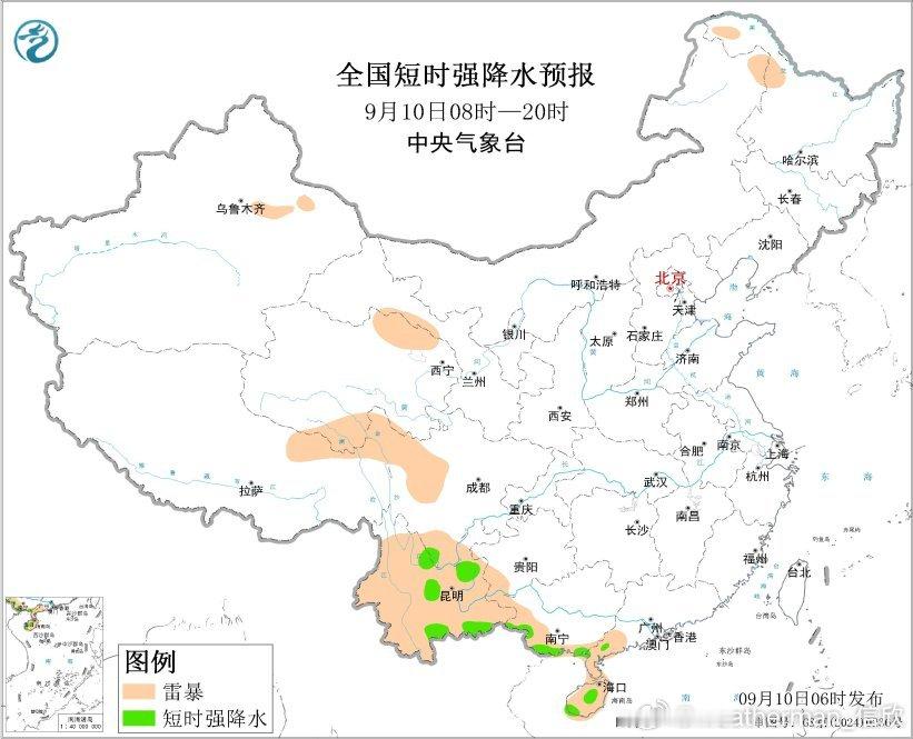 【对流】昨天到今晨，四川、云南、贵州、广西、广东、海南部分地区出现短时强降雨。今