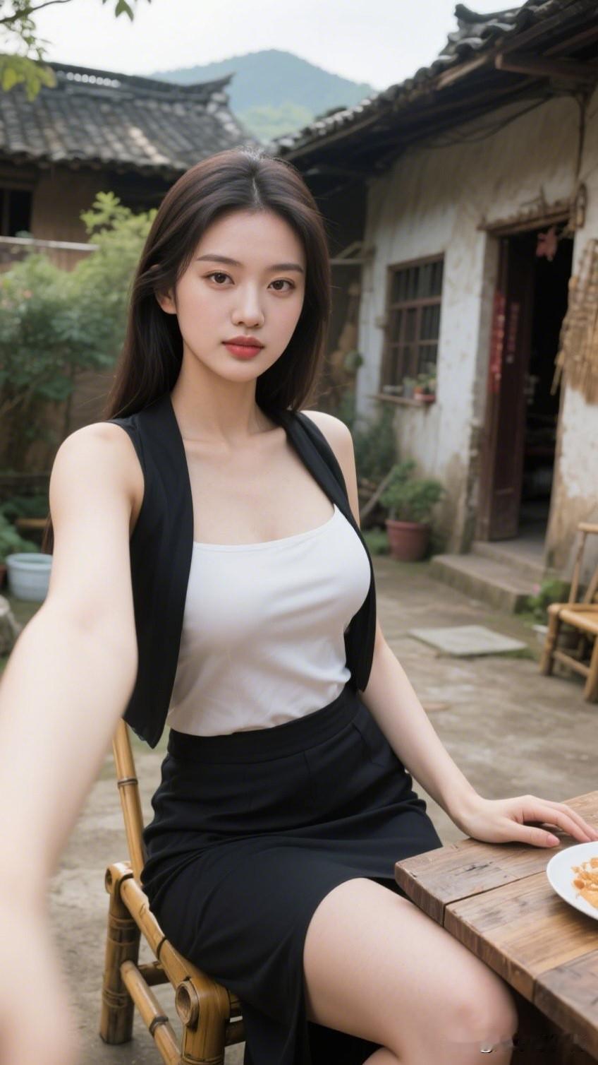 竹林幽径里，美人倚竹坐。记录生活，分享美的瞬间 在古朴的乡村，感受宁静与美好