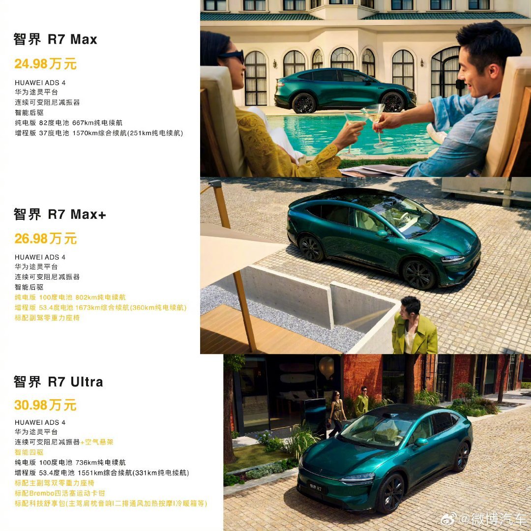 25万级SUV闭眼入智界R7全新的智界R7正式上市了24.98万起售顶配30.9