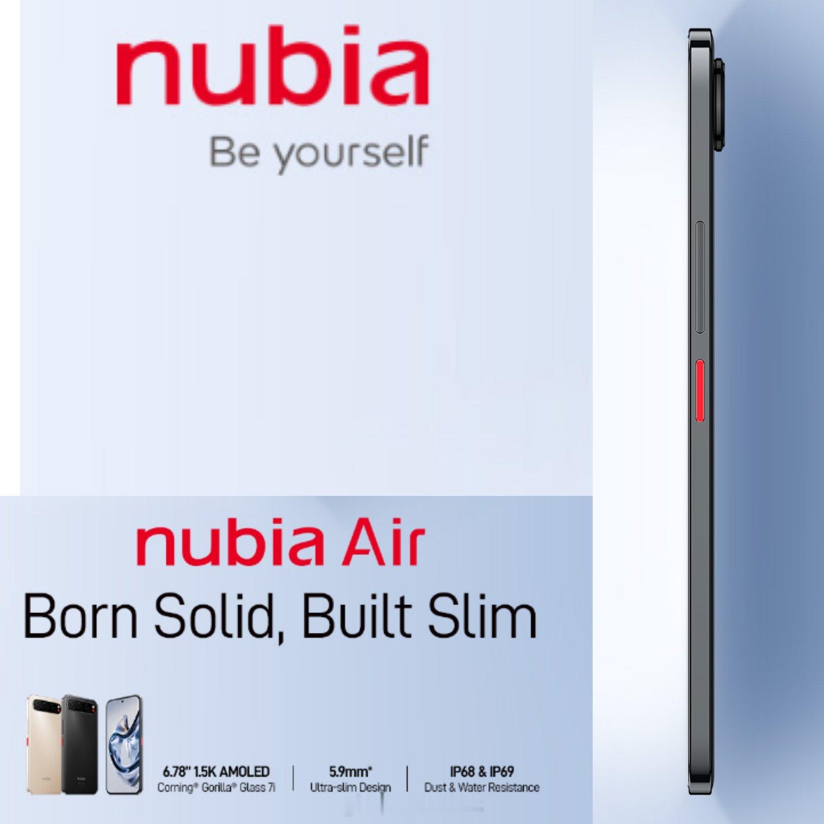 首款跟进今年 Air 超薄概念的海外努比亚新机 nubia Air 官方渲染图曝