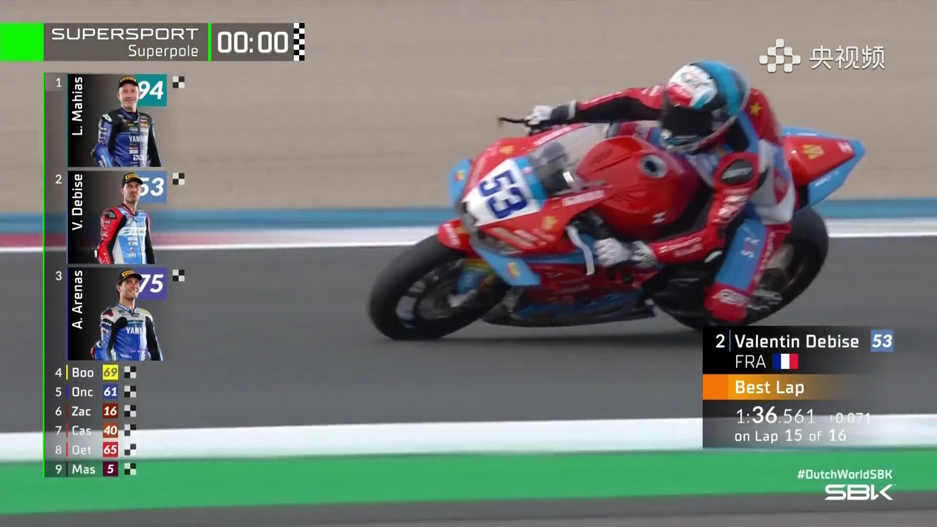 #张雪机车杆位赛第2名#世界超级摩托车锦标赛荷兰站SSP组超级杆位赛，张雪机车5