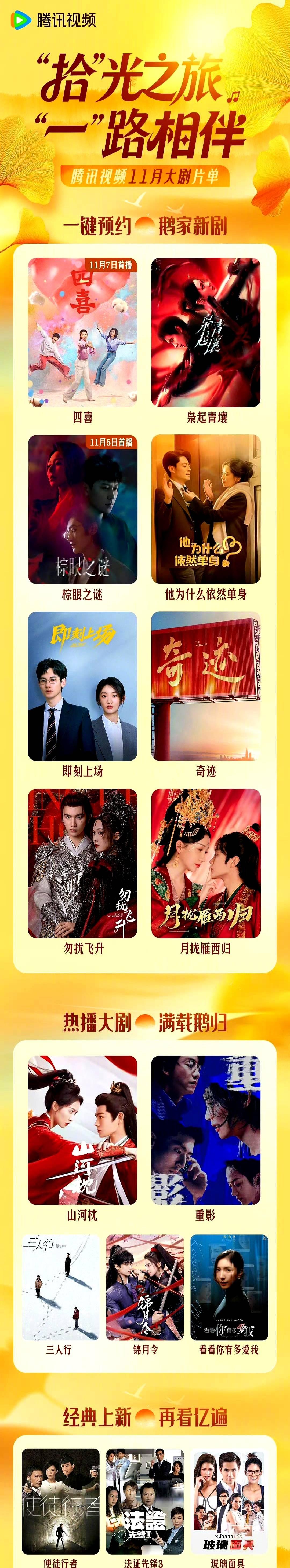 11月3号，腾讯视频把“下个月看什么”的清单甩出来，我瞄了一眼，心里只有一句：小