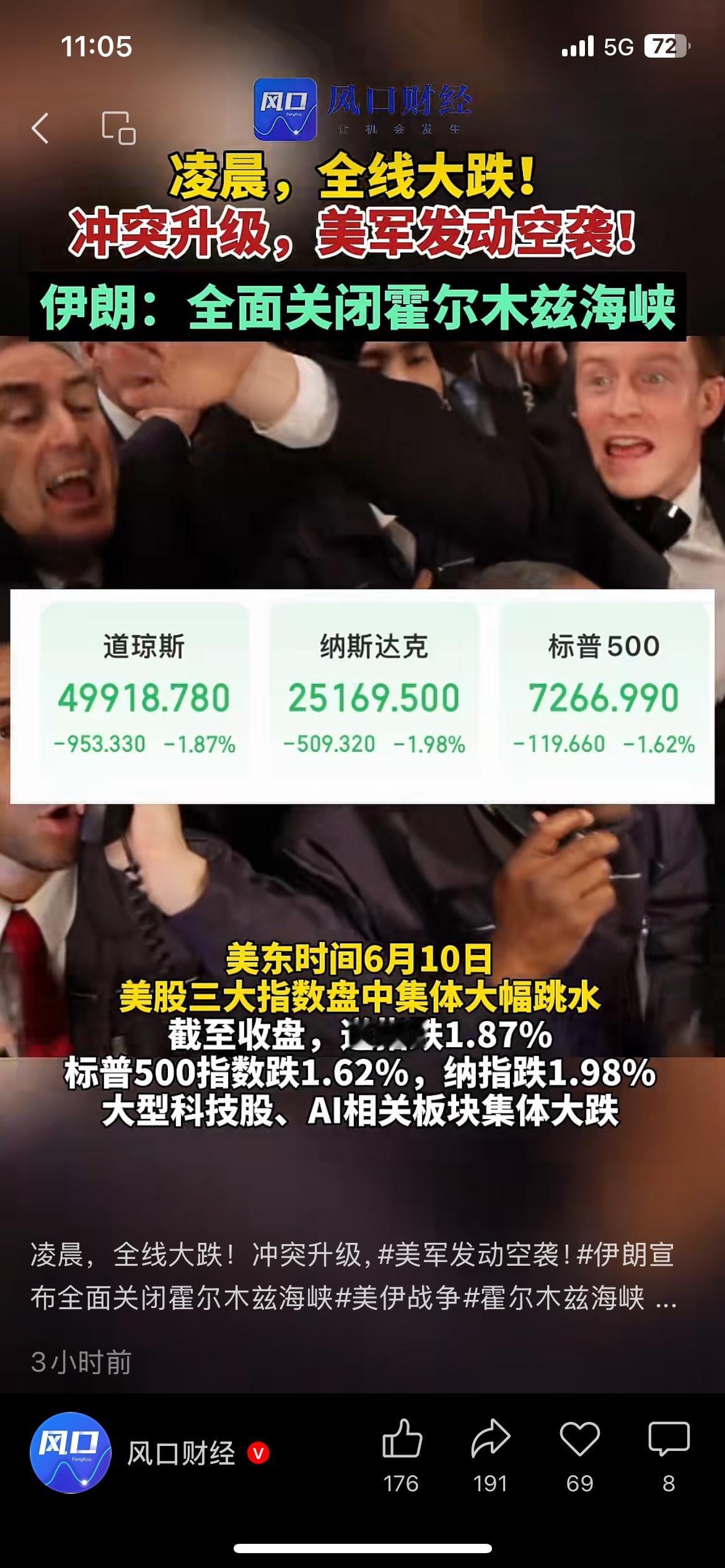 冲突扰动全球市场！隔夜美股重挫，日韩早盘大跌后快速收窄
美伊冲突升级引发避险抛售