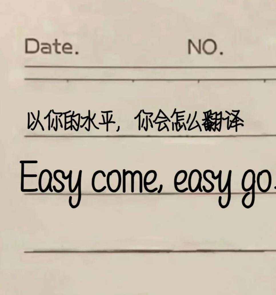 以你的文采和英语水平，你会怎么翻译：Easy come, easy go.