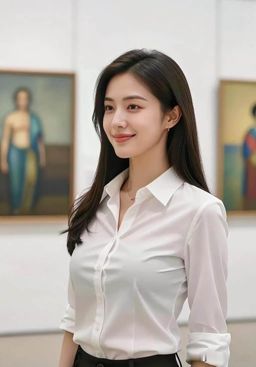 素衣胜雪，浅笑嫣然，画廊深处，温婉如兰，静绽芳华。