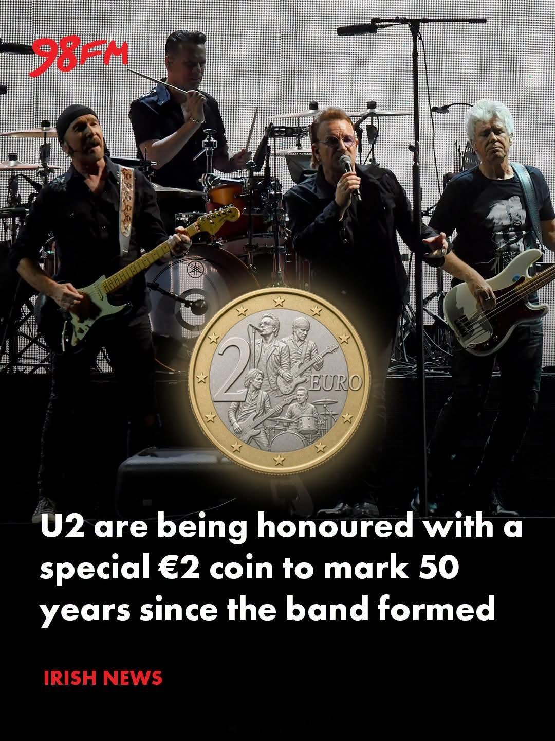 U2乐队成立50周年，将有特别版本2欧元发行。U2真是得到了太多其他乐队无法得到