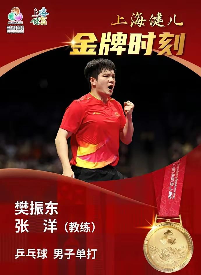 上海体育局祝贺樊振东卫冕
11月16日，上海体育发布：五战五捷，问鼎冠军！祝贺上