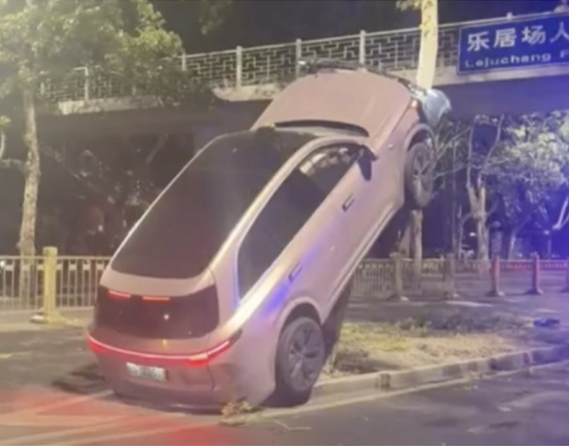 西安27岁女子把新能源车开上树！警方称系操作不当排除酒驾