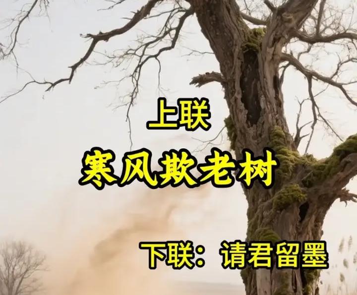 来喽！来喽！它来喽！
上联：寒风欺老树！
下联我先来！
下联：古庙宿昏鸦！
怎么