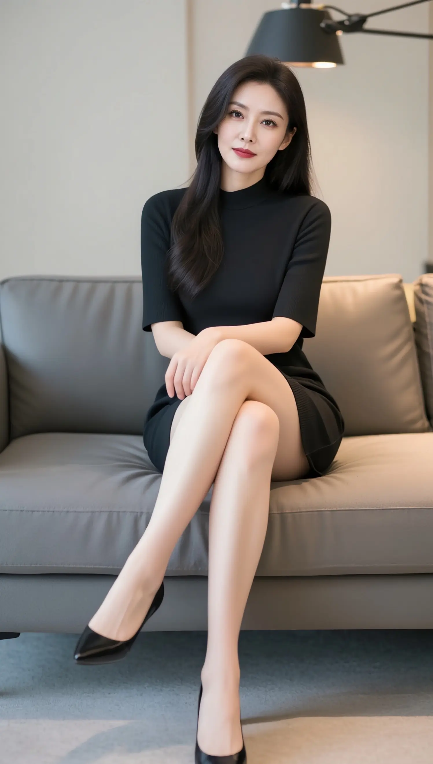 AI黑裙沙发写真 随变ai随便玩