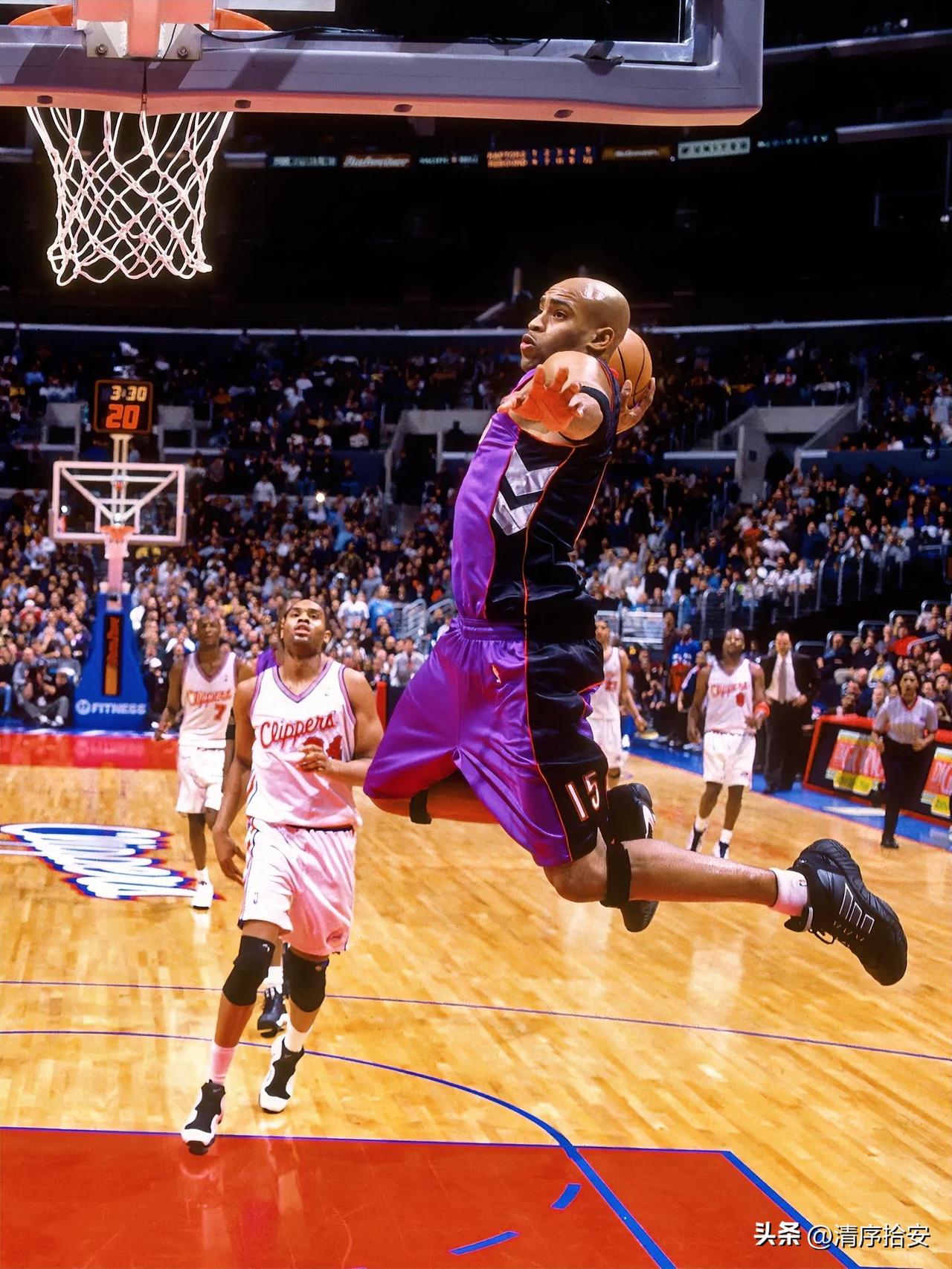 文斯卡特的职业生涯是所有球星里非常具有代表性的，他年轻时达到的高度是雷阿伦、马布