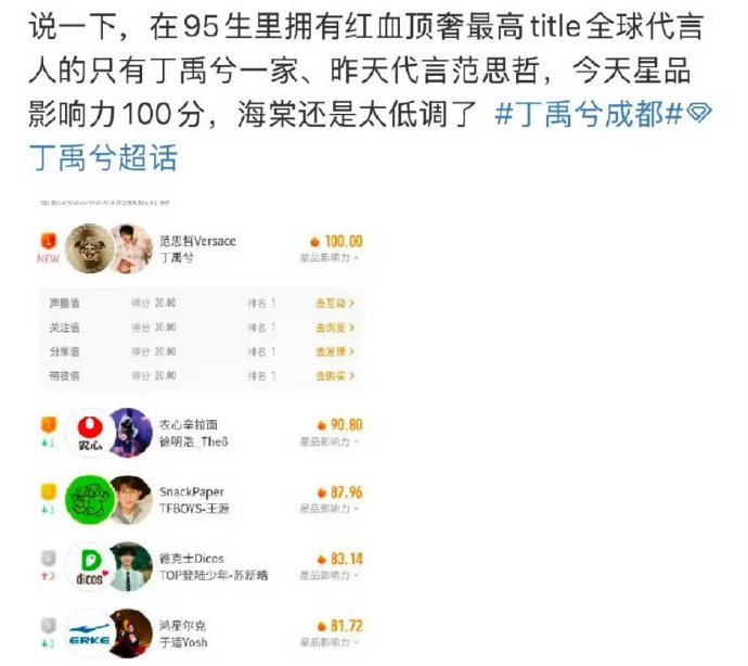 在95🥜里拥有红血顶奢最高title全球代言人的只有丁禹兮 ​​​