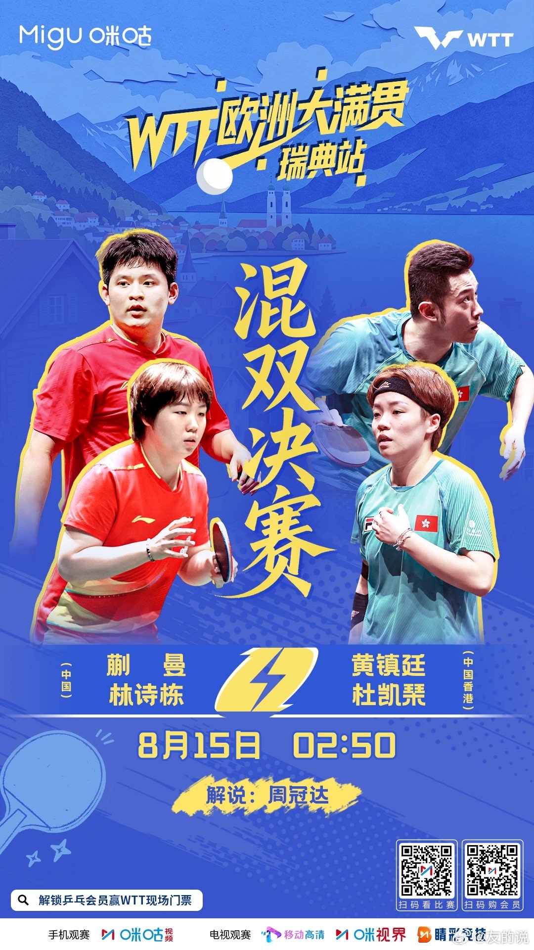 2026WTT欧洲大满贯 （瑞典站） 🏓 — 混双决赛— 🏆💪 林诗栋/蒯