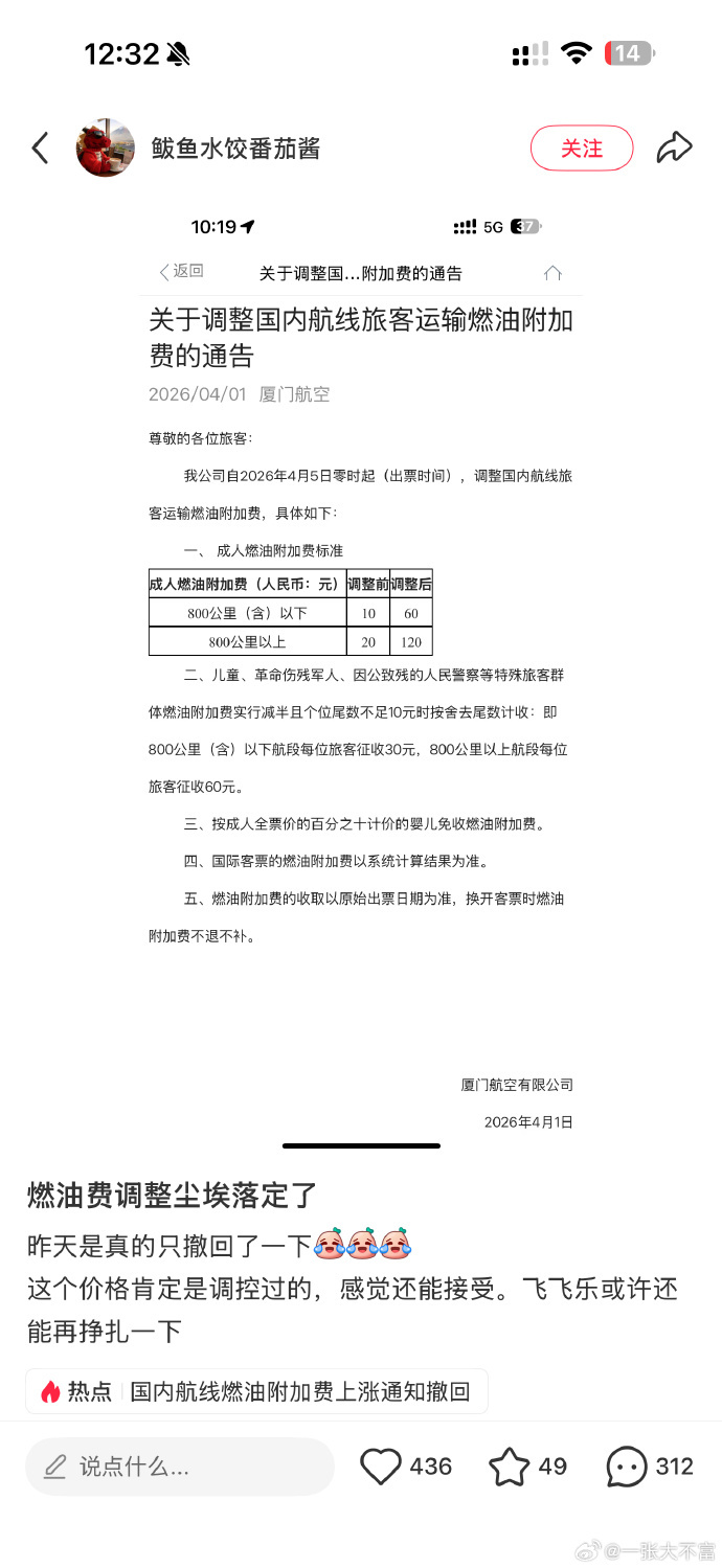 这是疯了吧 燃油费涨六倍的话 不仅机票 往国外发快递都要变贵了！！ 